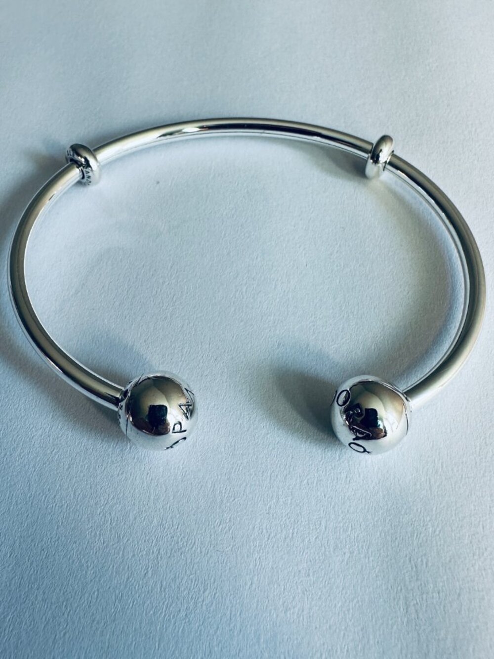 Pandora Open Bangle Bracelet Sterling Silver / Pandora Silver Charms - Picture 2 of 6